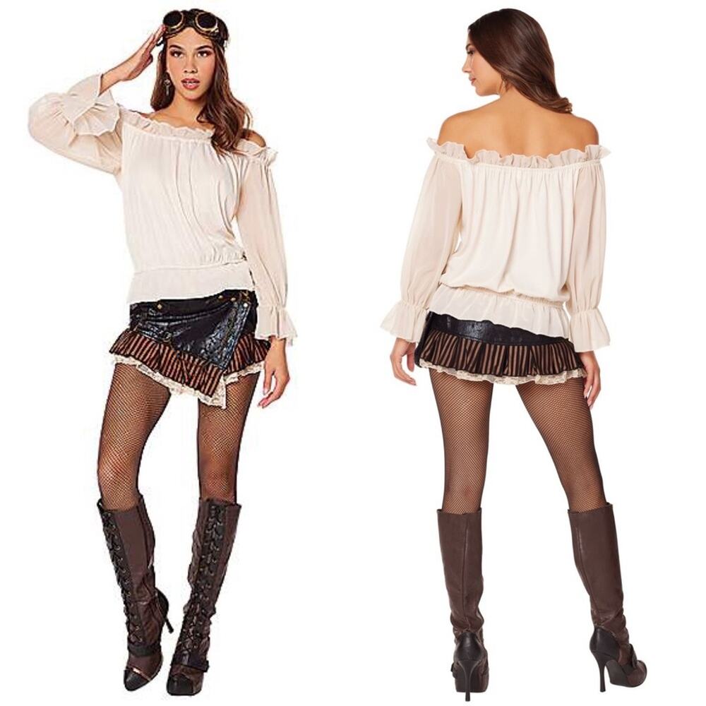SPIRIT HALLOWEEN • White Cream Halloween Pirate Peasant Top Blouse